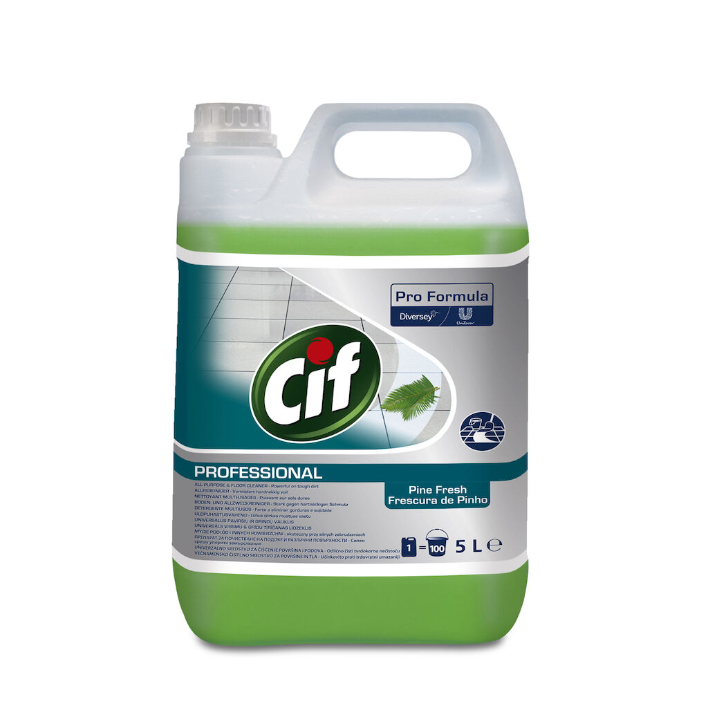 Cif Pro Formula All Purpose Cleaner Pine Fresh 2x5L - skoncentrowany preparat do codziennego mycia wodoodpornych, niezabezpieczonych powierzchni