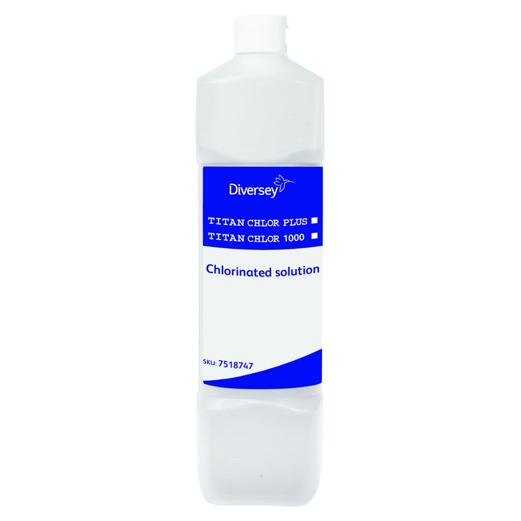 Titan Chlor 1000 / Chlor Plus Empty Dosingbottles 6x1pc - Bottle 1L angled spout cap white, empty for Titan Chlor/+