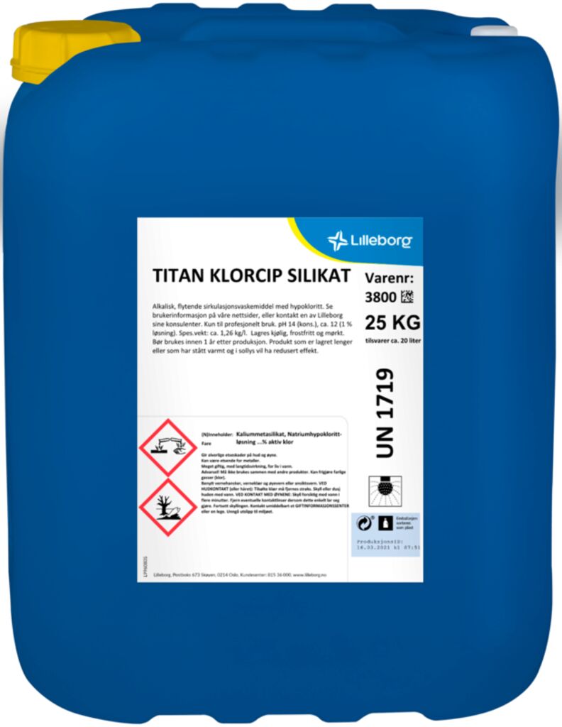 TITAN KLORCIP SILIKAT 25kg - Hypoklorittholdig CIP rengjøringsmiddel med silikat