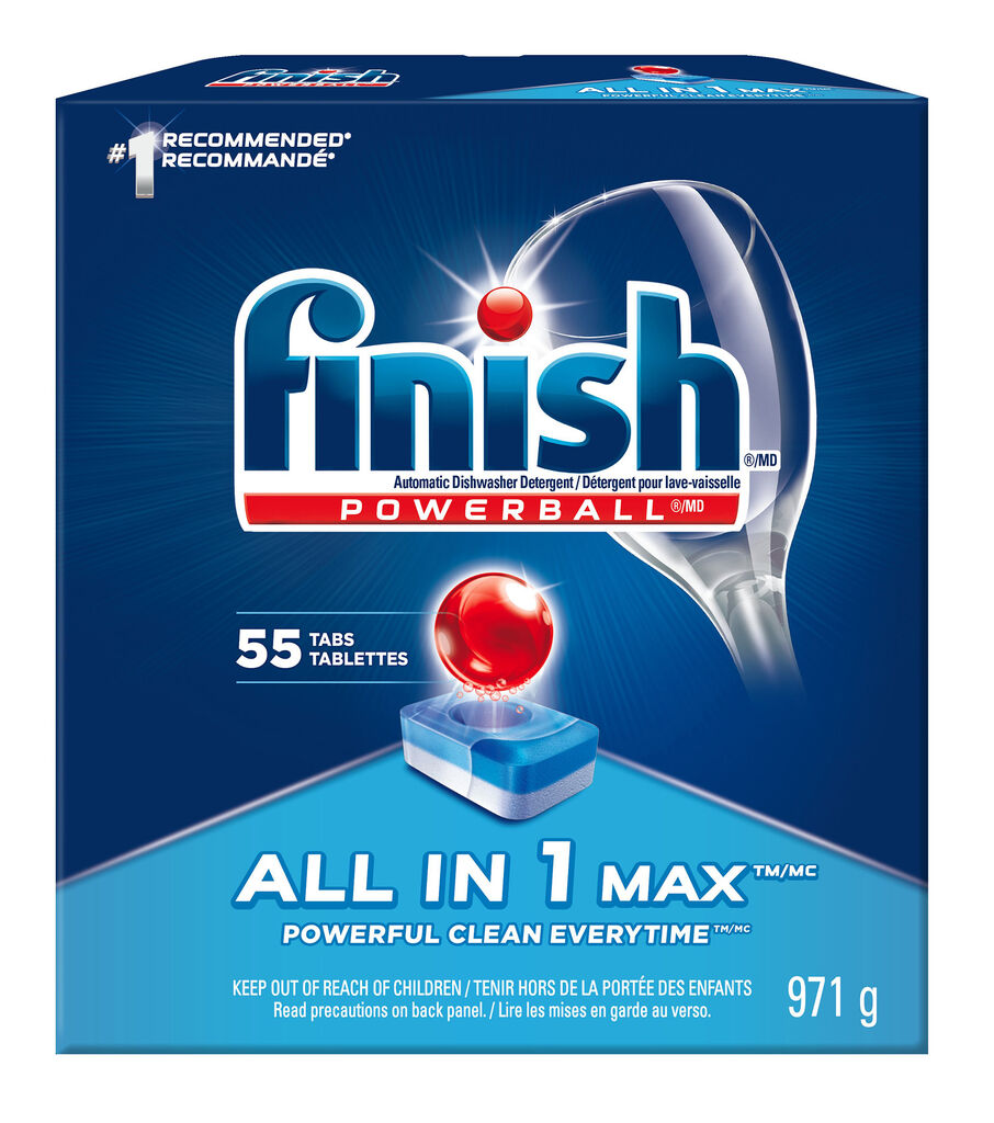 Finish® All In 1 Max Auto Dish Detergent, 55ea, 4/CT