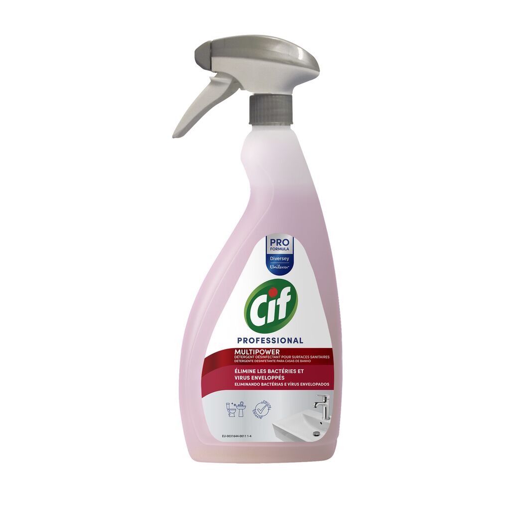 Cif Professional MultiPower 6x0.75L - Nettoyant, détartrant, désinfectant et désodorisant pour les surfaces sanitaires.