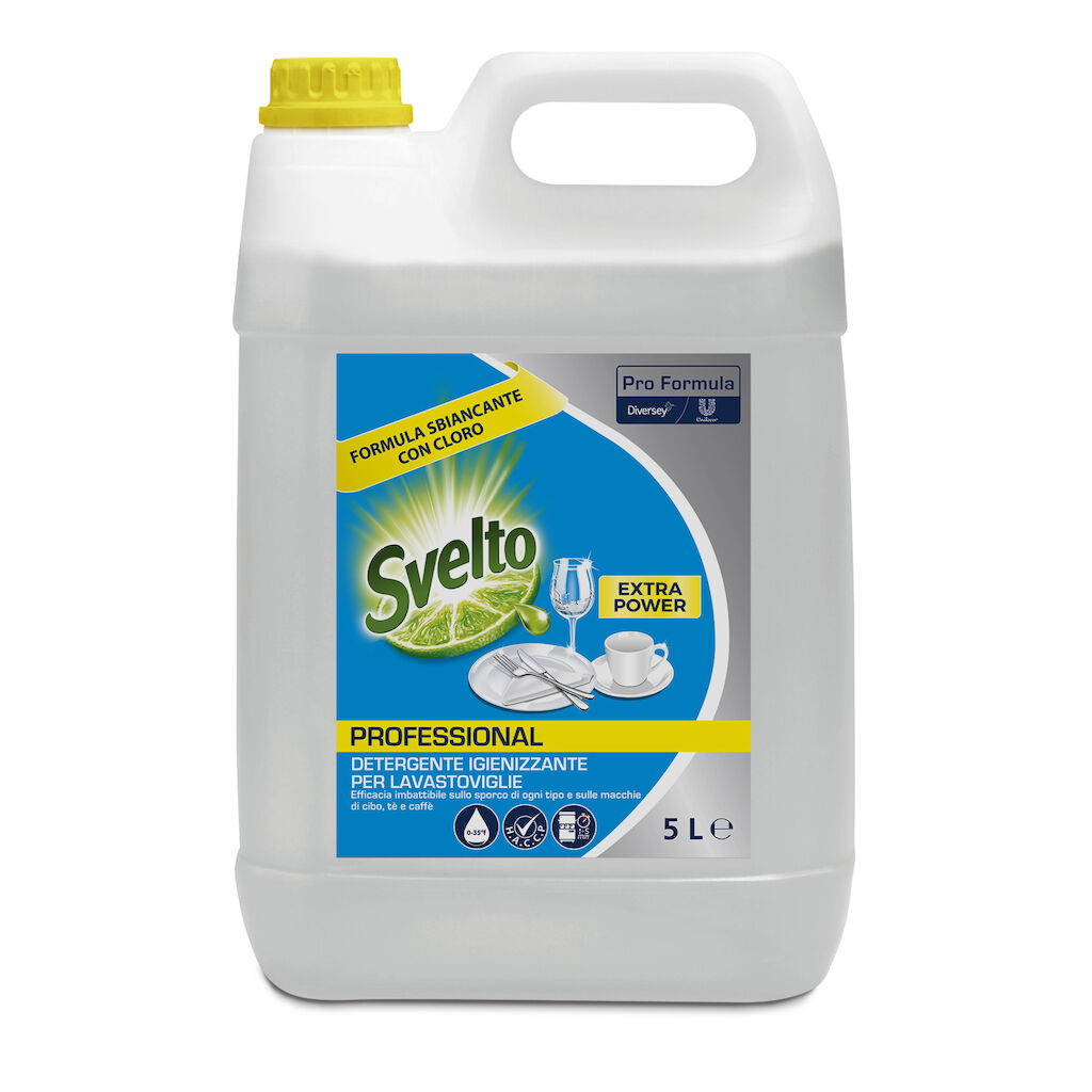 Svelto Lavastoviglie Extra Power 2x5L - Detergente liquido clorinato per il lavaggio meccanico delle stoviglie
