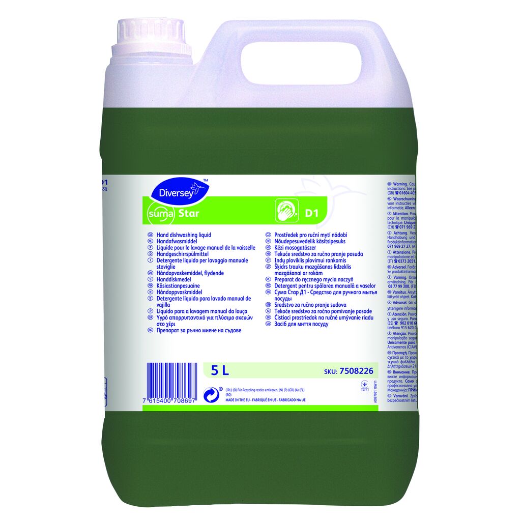 Suma Star D1 2x5L - Detergente liquido per lavaggio manuale stoviglie