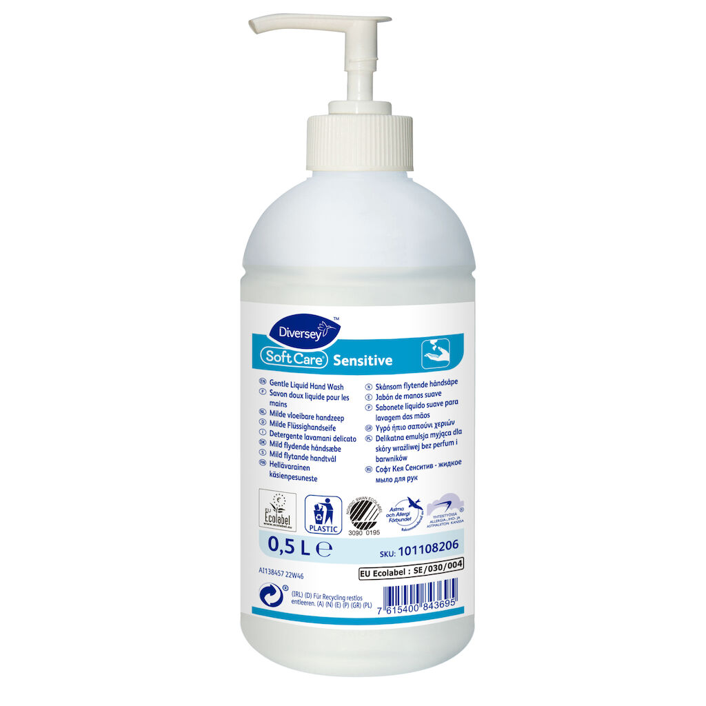 Soft Care Sensitive 10x0.5L - Miljømærket, mild håndsæbe
