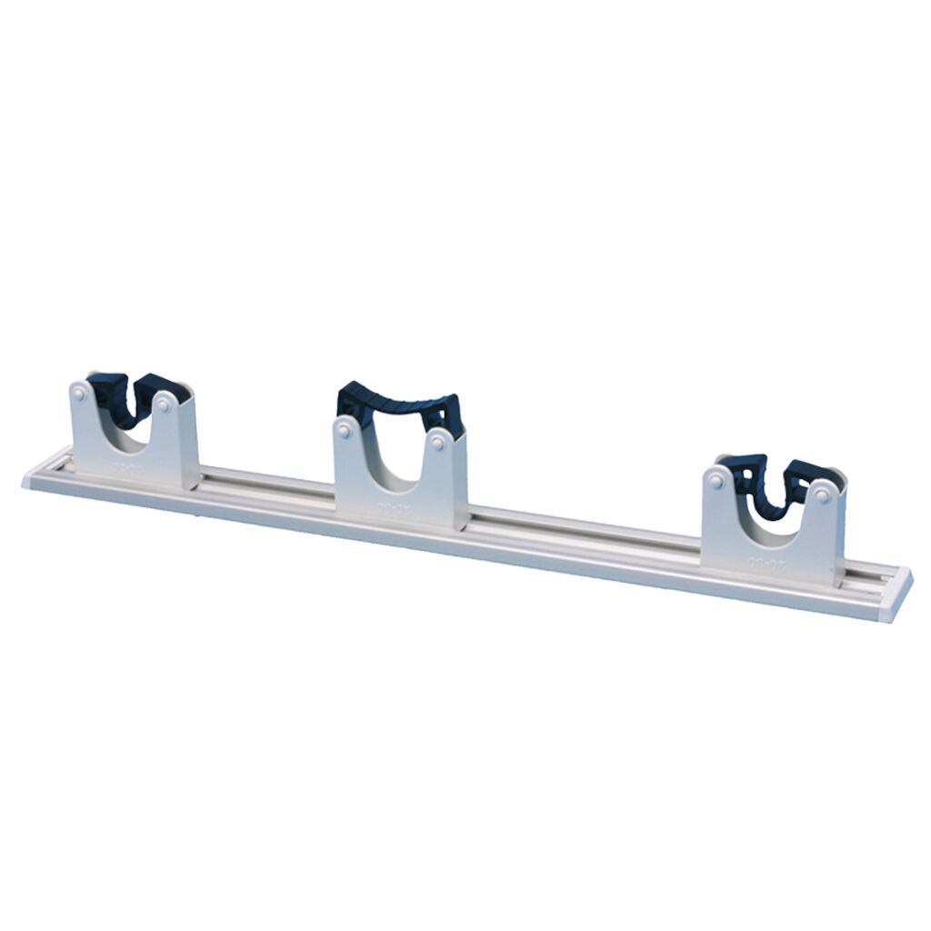 Support mural 3 accroches pour balais 1pc - 510 x 55 x 85 mm - Blanc - Plaque murale avec 3 supports blancs