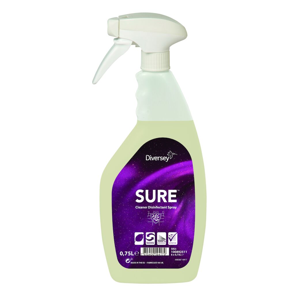 SURE Cleaner Disinfectant Spray 6x0.75L - preparat myjąco - dezynfekcyjny na bazie składników pochodzenia naturalnego