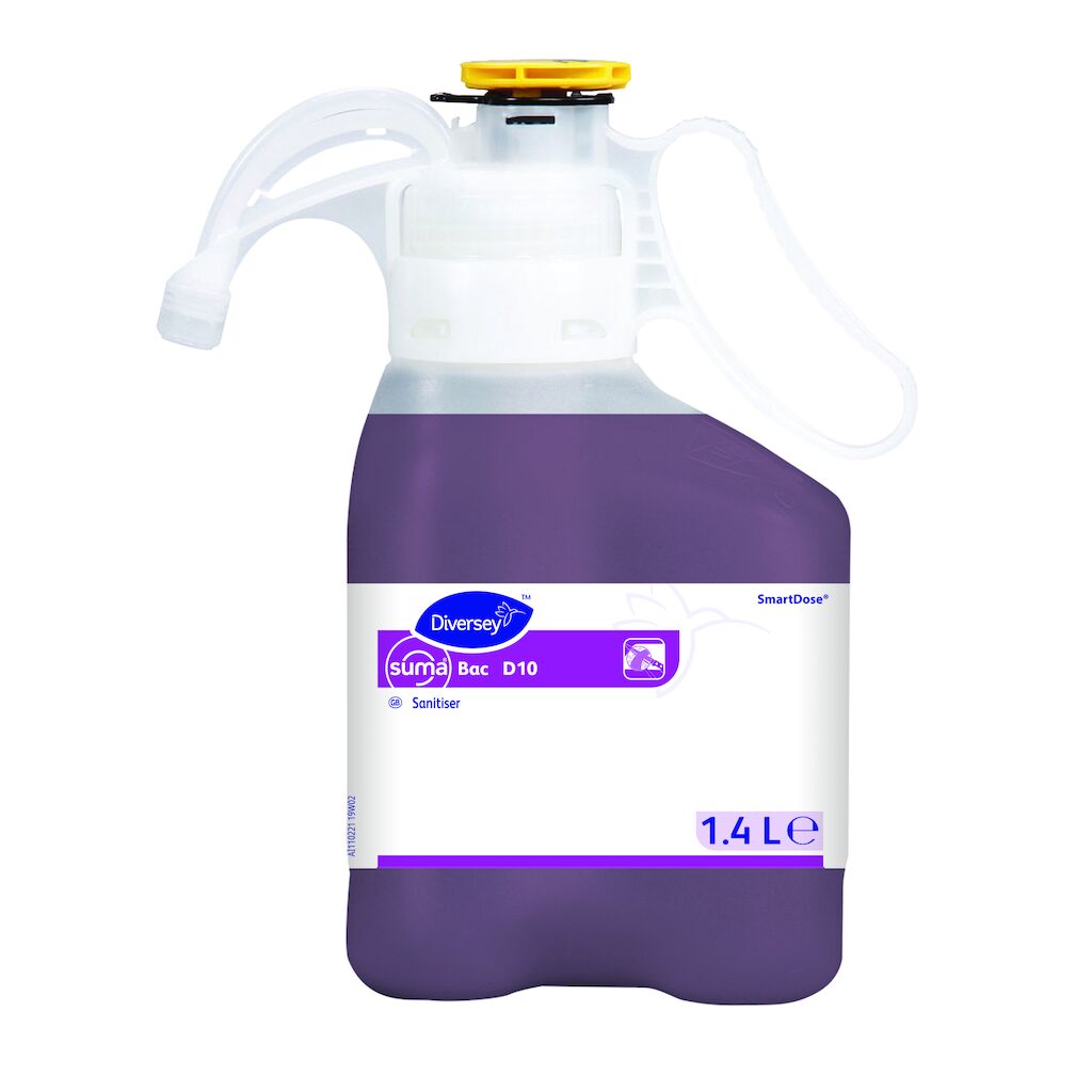 Suma Bac Sanitiser D10 Sanitizer 2x1.4L - Super Concentrated Detergent disinfectant in SmartDose®