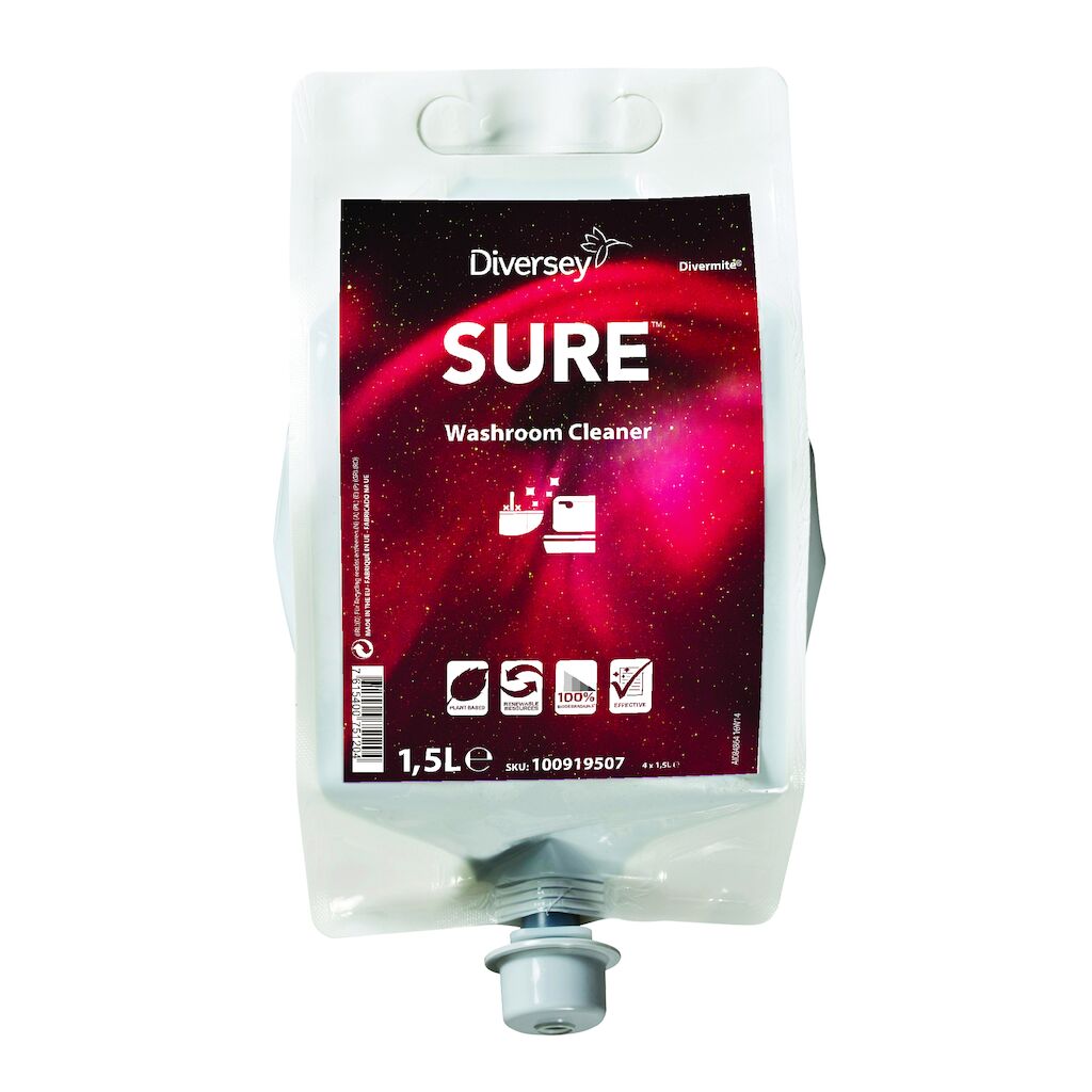 SURE Washroom Cleaner DVM 4x1.5L - Daily washroom cleaner in Divermite
