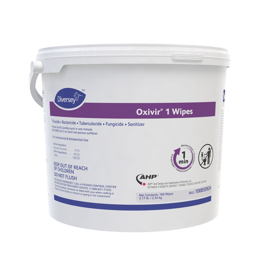 Oxivir® 1 Wipes, 160ea, 4/CT - *Virucide • Bactericide • Tuberculocide • Fungicide • Sanitizer**Fungicidal Disinfectant Against C