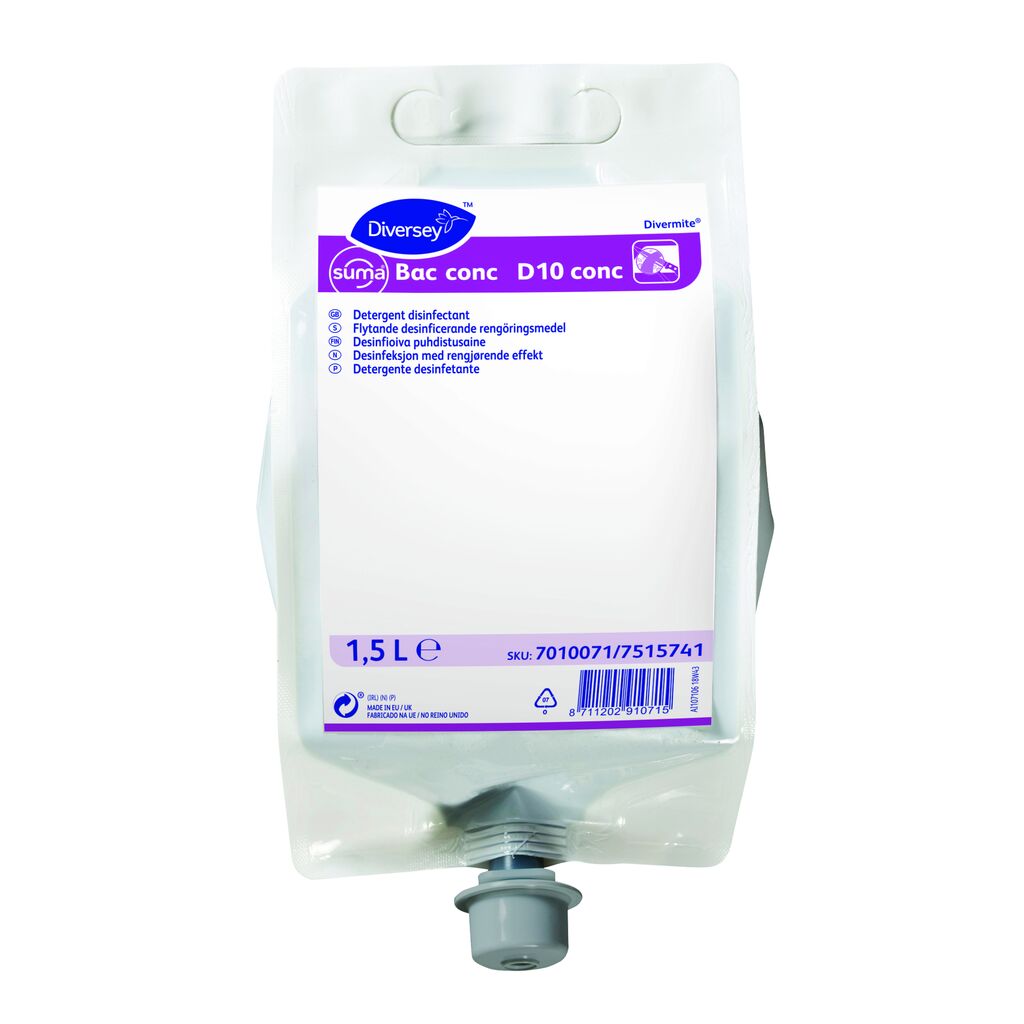 Suma Bac conc D10 Conc 4x1.5L - Highly concentrated detergent disinfectant