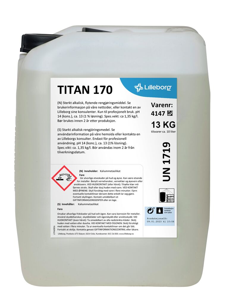 TITAN 170 13kg - Sterktt alkalisk rengjøringsmiddel med silikat