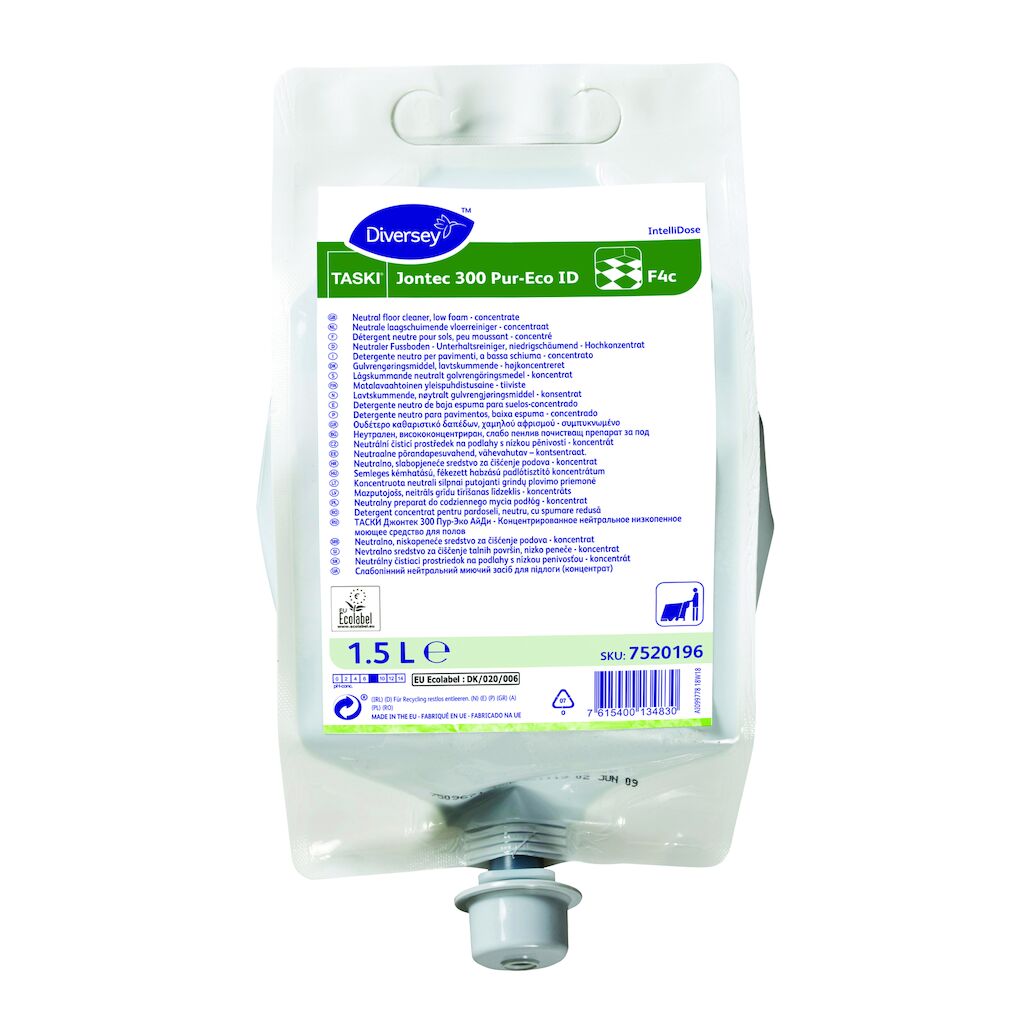 TASKI Jontec 300 Pur-Eco ID F4c 2x1.5L - Detergente neutro para pavimentos, baixo teor de espuma em IntelliDose
