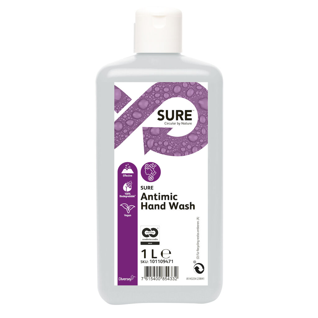 SURE Antimic Hand Wash 10x1L - Detergente lavamani disinfettante a base di sostanze vegetali