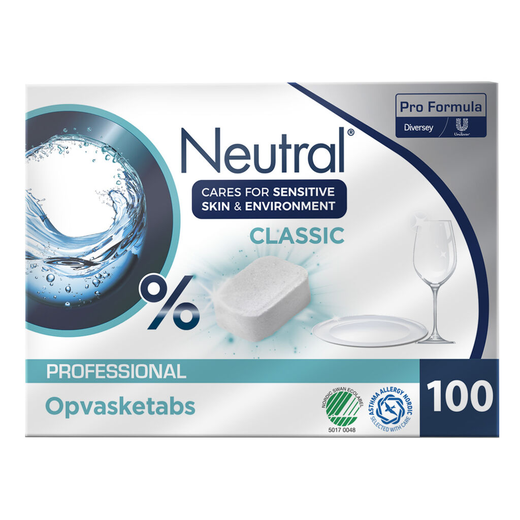 Neutral Professional Classic Tabs 5x100stk. - Opvasketabs Classic – velegnet til husholdningsopvaskemaskiner