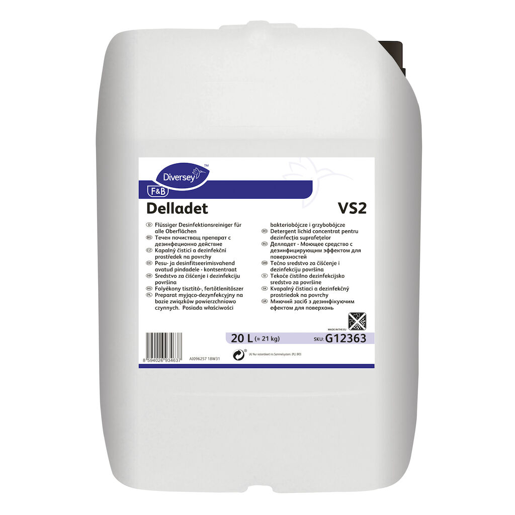 Delladet VS2 20L - Detergent lichid concentrat pentru dezinfecţia suprafeţelor