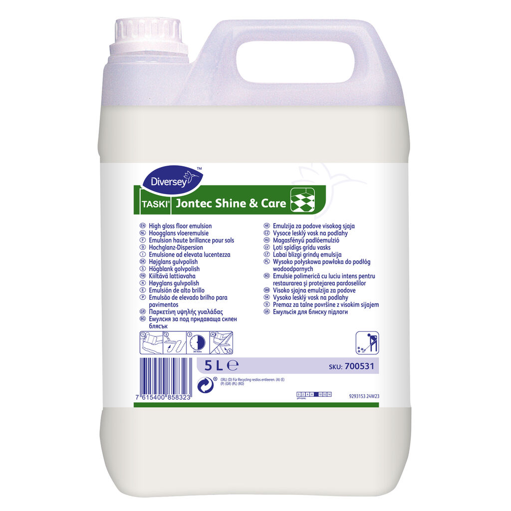 TASKI Jontec Shine & Care 2x5L - Emulsie polimerică cu luciu intens pentru restaurarea și protejarea pardoselilor