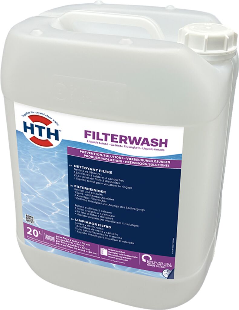 HTH FILTERWASH 20L - FilterreinigerGefärbte Flüssigkeit