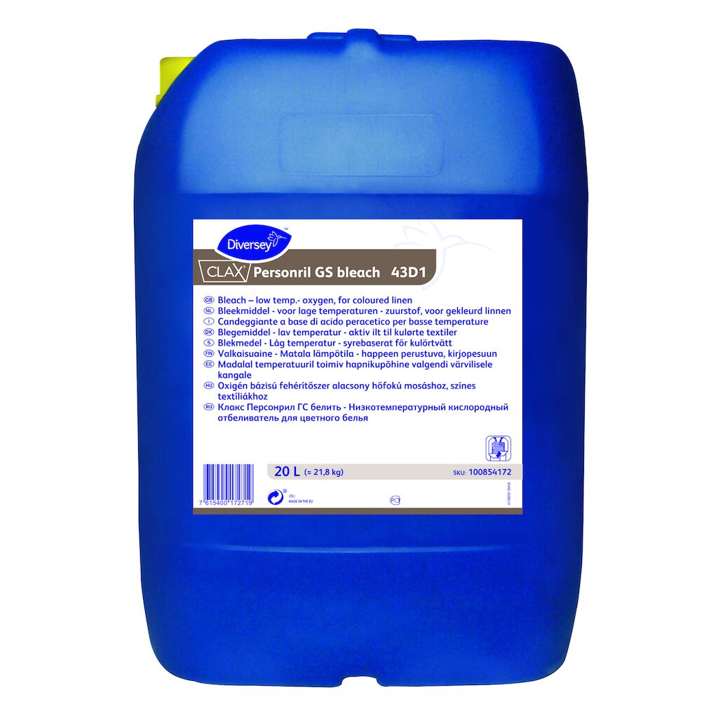 Clax Personril GS bleach 43D1 20L - Agent de blanchiment avec acide peracétique efficace à des températures modérées