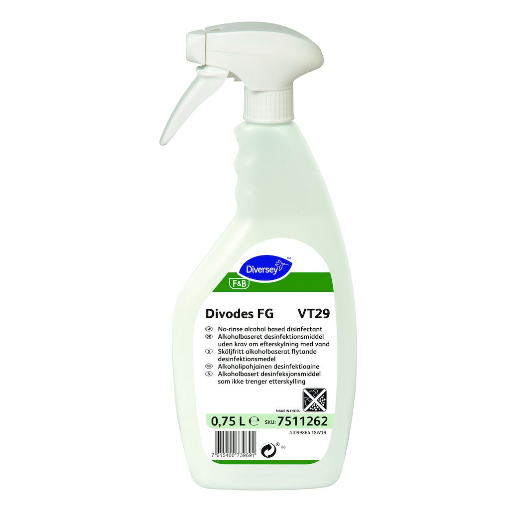 Divodes FG VT29 6x0.75L - Alkoholipohjainen desinfiointiaine elintarvikepinnolle