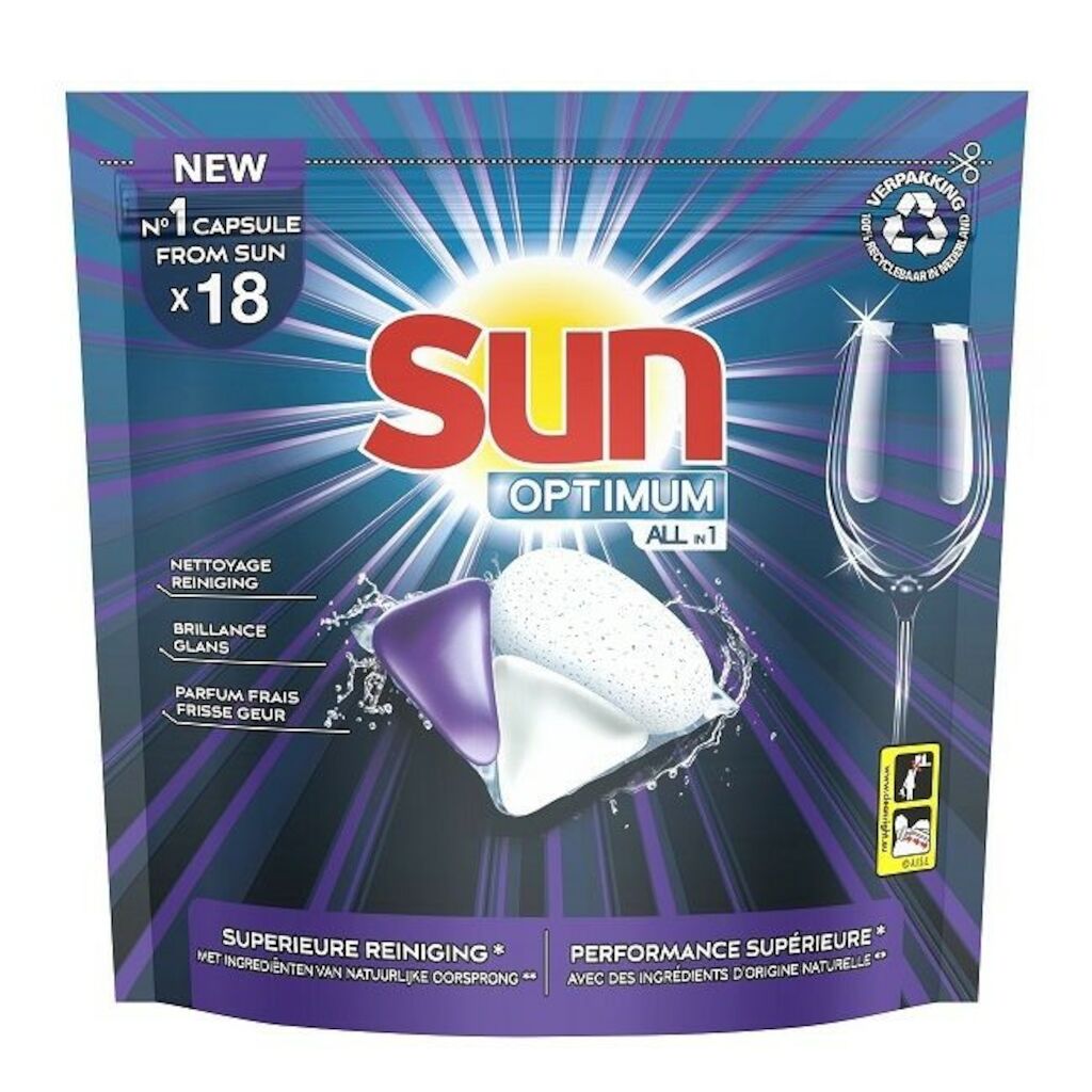 Sun Tabs All in 1 8x18st - Vaatwascapsules met ingebouwde zout en spoelglans