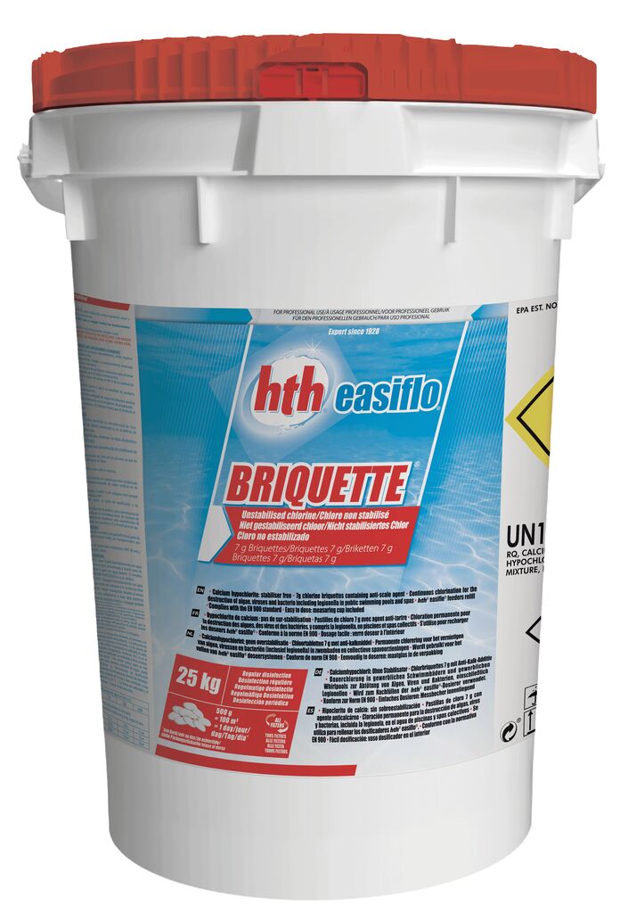 HTH EASIFLO BRIQUETTES 25kg - BRIQUETTE®Chlore non stabiliséBriquettes 7 g