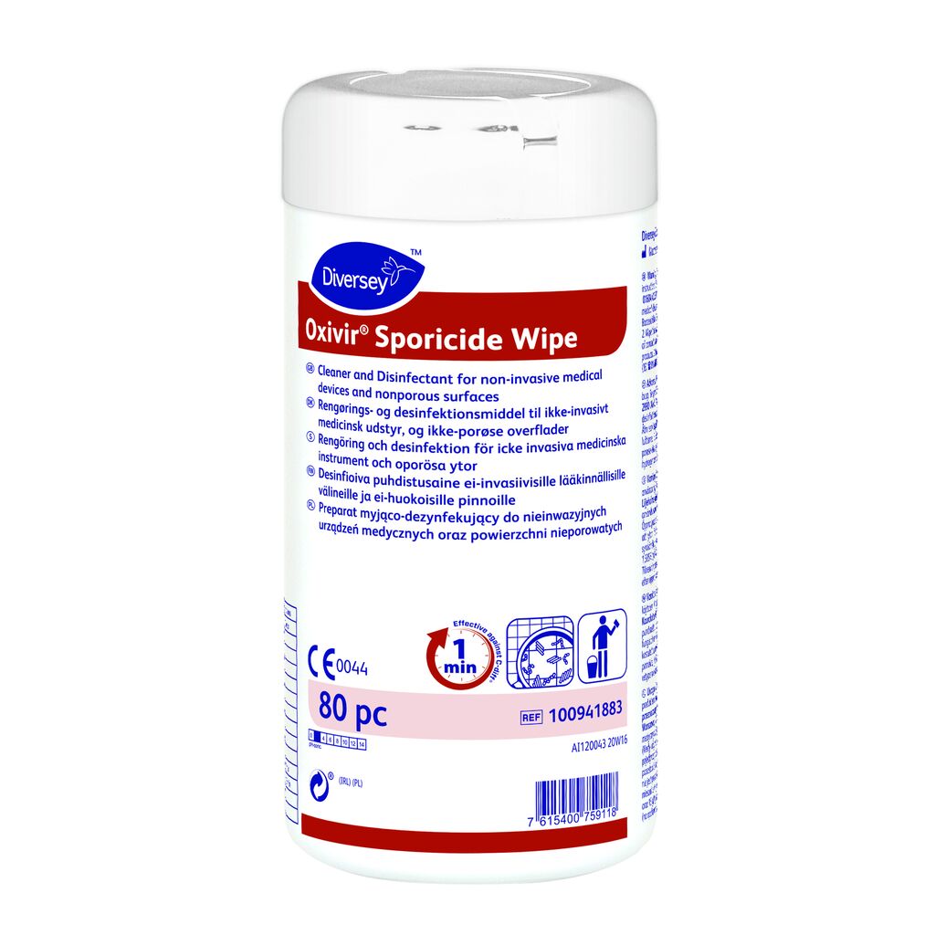 Oxivir Sporicide Wipe 12x80st - Rengörings- och desinfektionsdukarn för icke-invasiva medicintekniska produkter och icke-porösa ytor