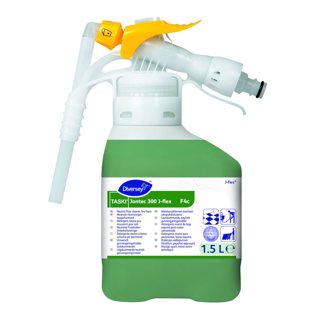 TASKI Jontec 300 J-flex F4c 1.5L - Détergent neutre concentré pour sols, peu moussant en J-flex®
