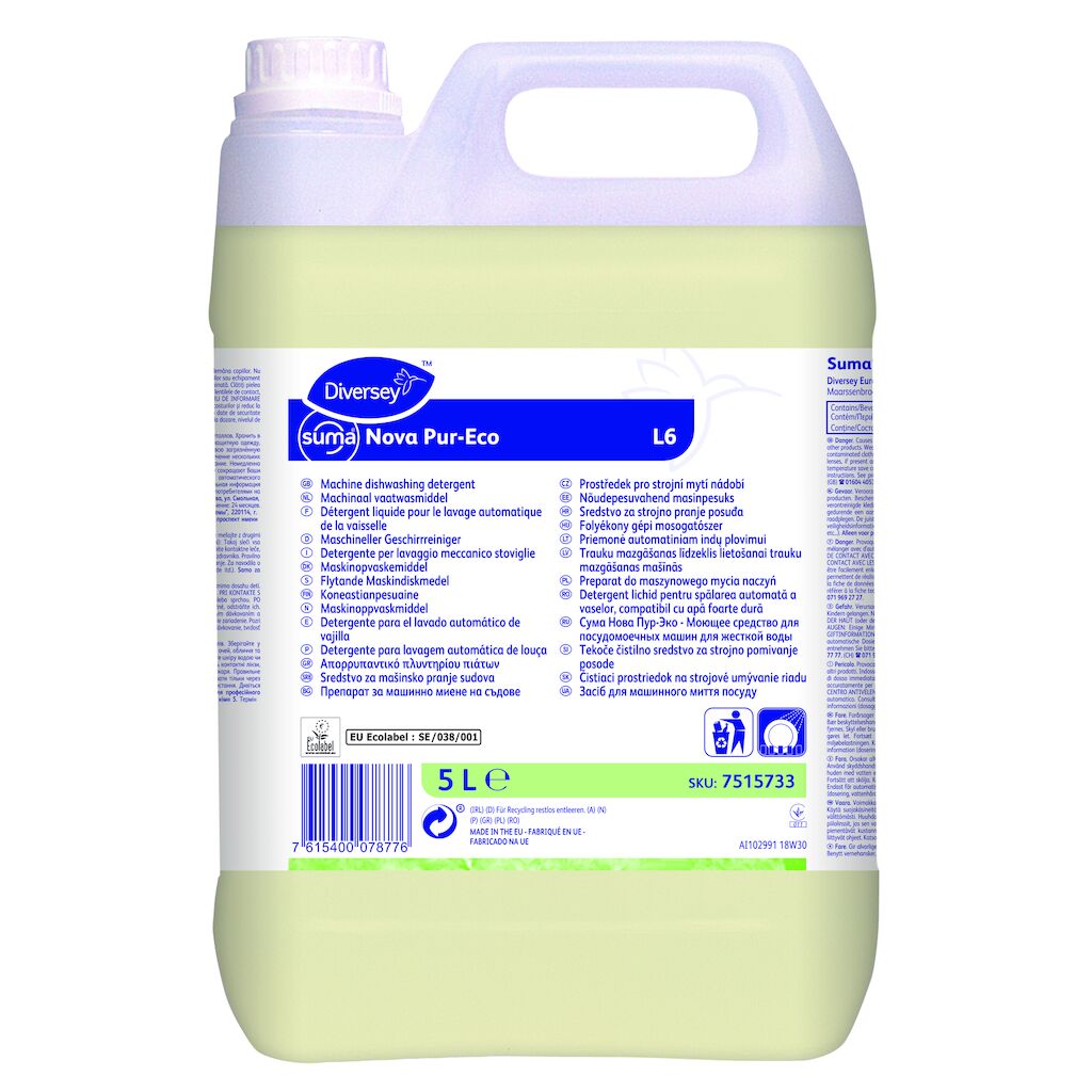 Suma Nova Pur-Eco L6 2x5L - Liquid mechanical ware washing detergent for hard water