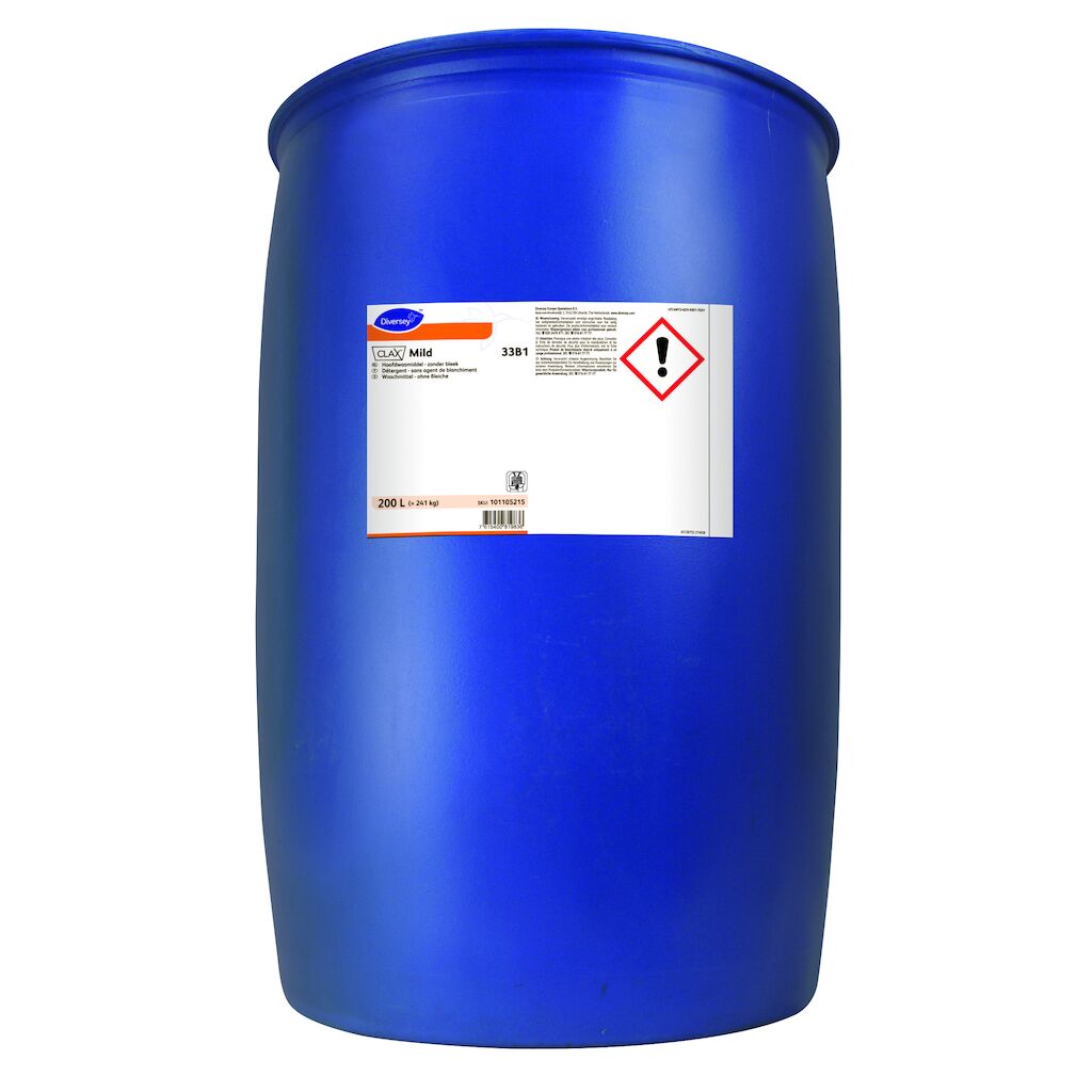 Clax Mild 33B1 200L - Détergent liquide enzymatique pour une utilisation sur tout type de linge