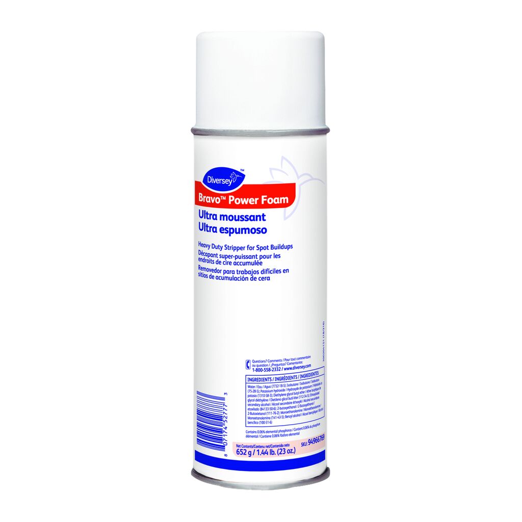 Bravo Power Foam Heavy Duty Stripper for Spot Buildups, 23oz, 12/CT - Heavy Duty Stripper for Spot Buildups