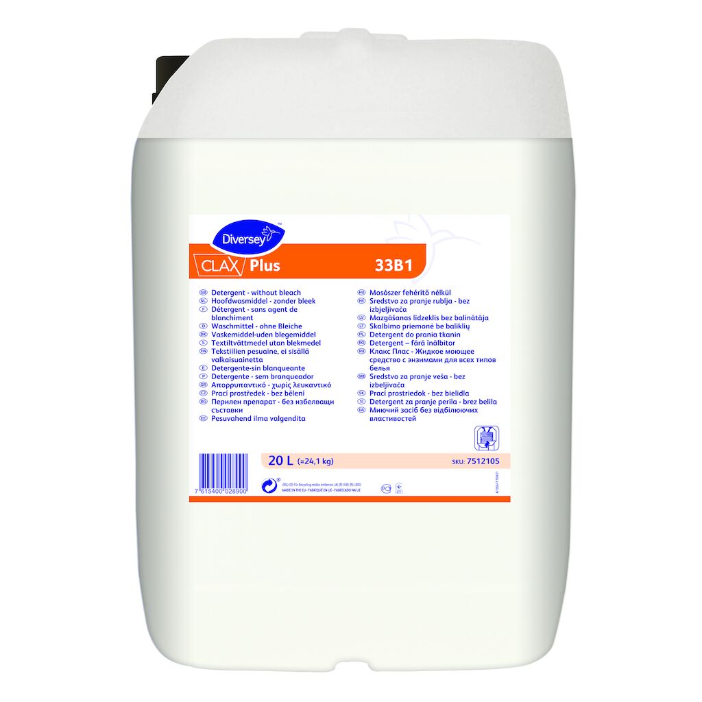Clax Plus 33B1 20L - Detergente líquido enzimático para aguas de dureza moderada/alta