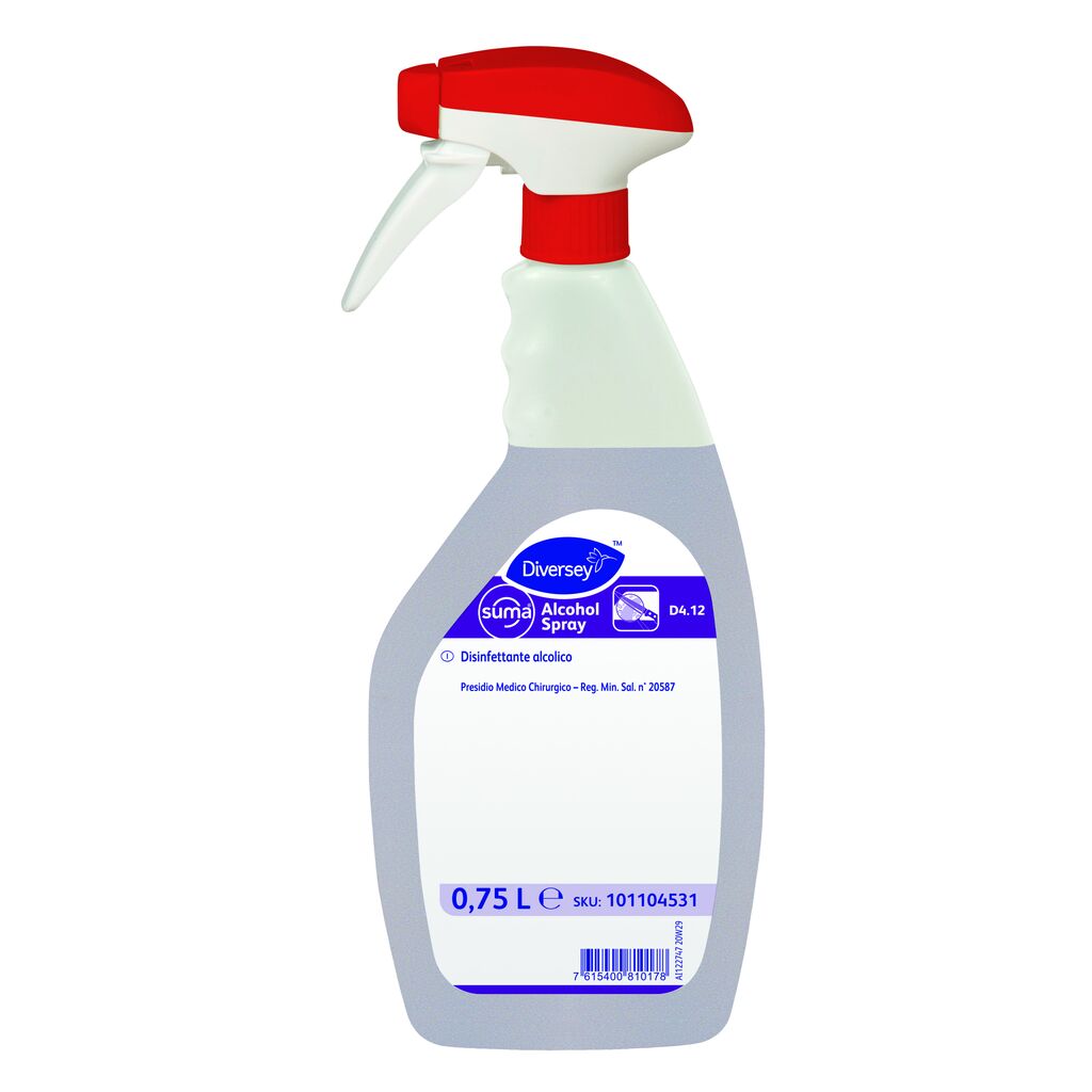 Suma Alcohol Spray D4.12 6x0.75L - Disinfettante alcolico per superfici dure. Presidio Medico Chirurgico Reg. Min. Sal. n. 20587