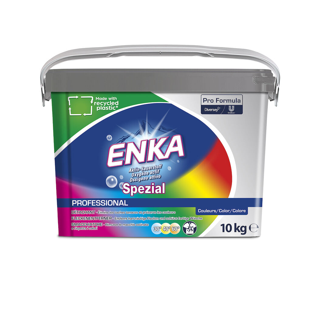 Enka Pro Formula Spezial Colore 10kg - Smacchiatore per tessuti colorati attivo a 30°C.