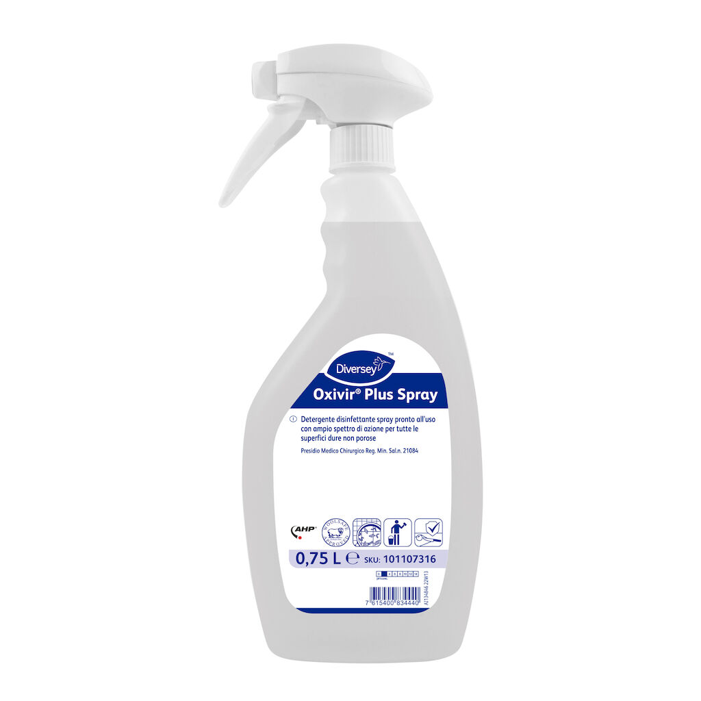 Oxivir Plus Spray 6x0.75L - Detergente Disinfettante per superfici ad ampio spettro d’azione – Presidio Medico Chirurgico Reg. Min. Sal. N. 21084