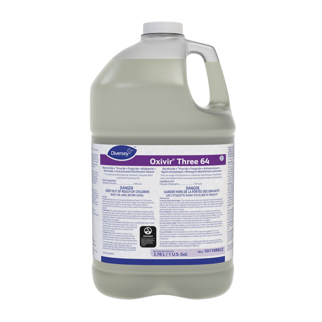 Oxivir® Three 64 23, 1gal, 4/CT - • Bactericide • *Virucide • Fungicide • (Concentrated) Disinfectant • Cleaner
