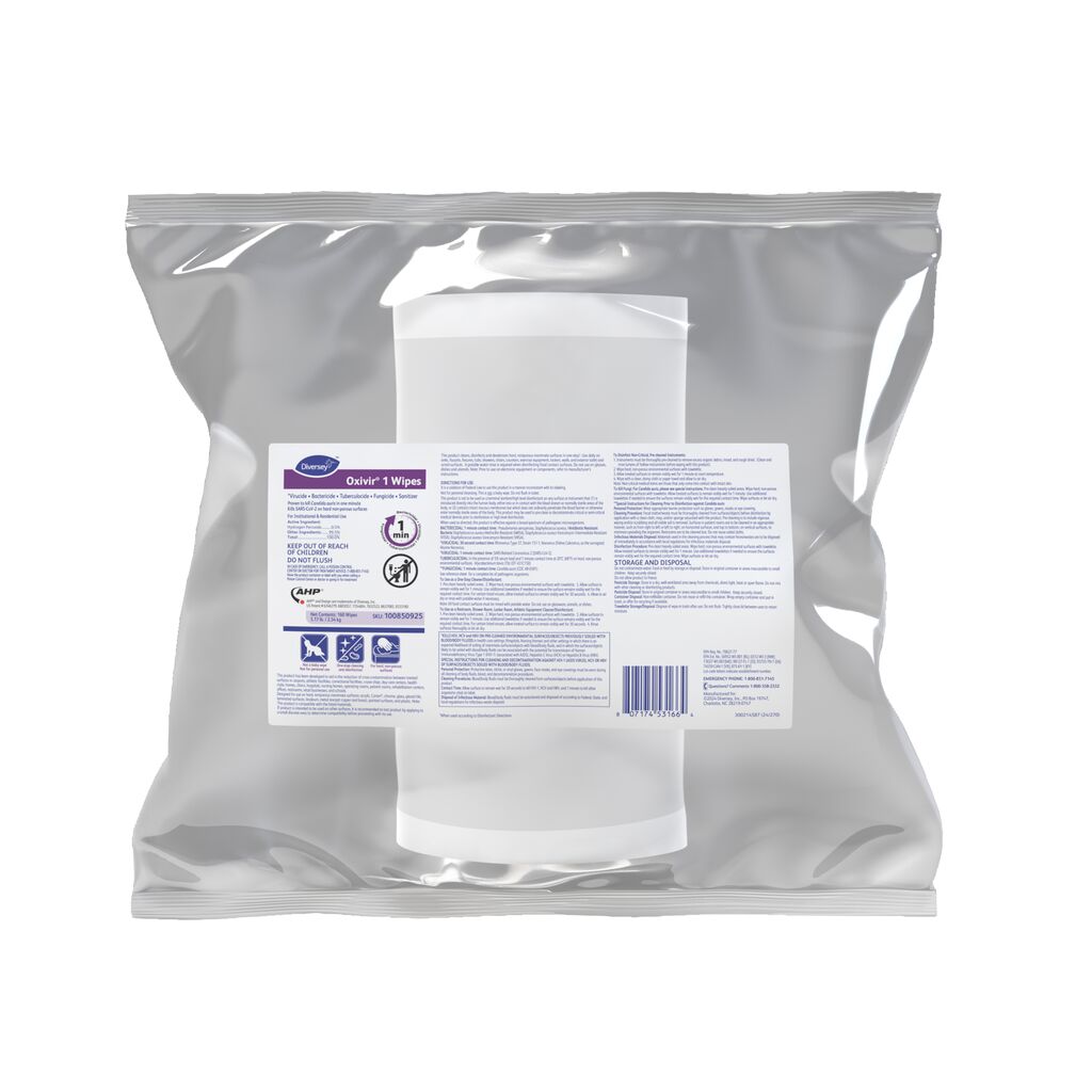 Oxivir® 1 Wipes, 160ea, 4/CT - *Virucidal • Bactericidal • Fungicidal • Tuberculocidal