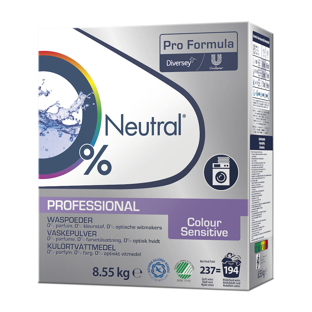 Neutral Professional Colour Sensitive Powder Detergent 8.55kg - Sensitivt, koncentreret og effektivt vaskepulver til storvask af kulørt tøj