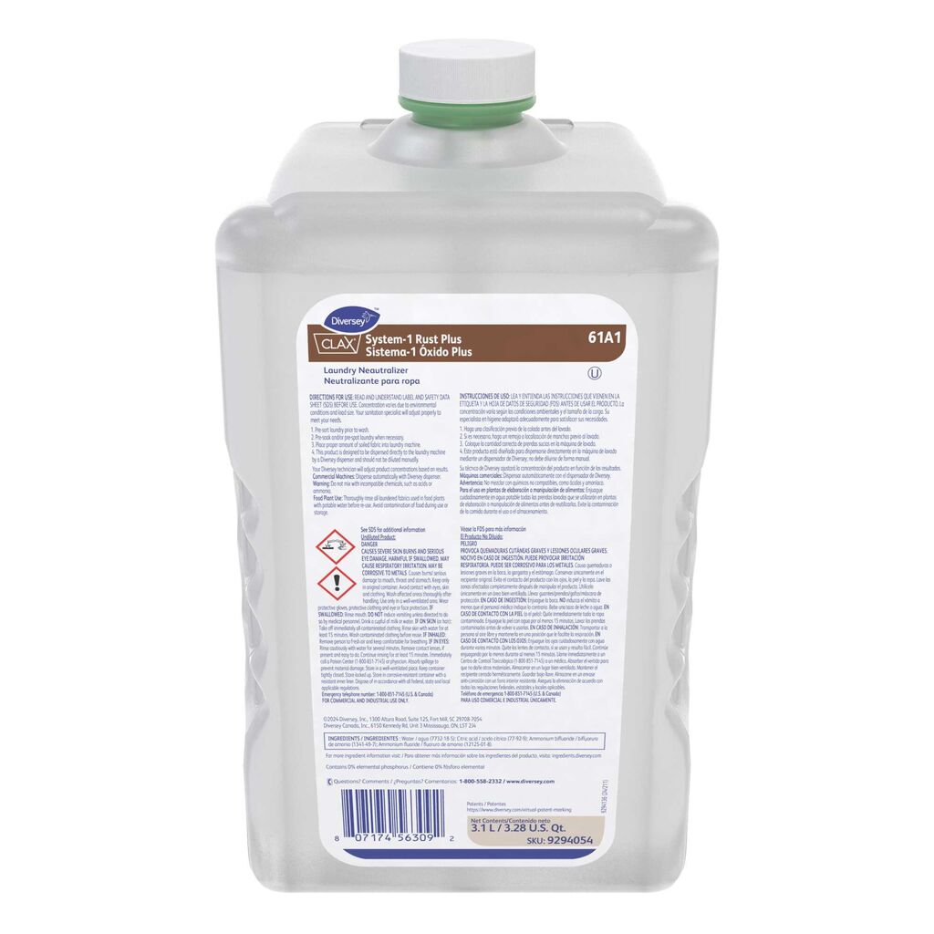 Clax® System-1 Rust 61A1 61A1, 3100ml, 2/CT - Laundry Neutralizer