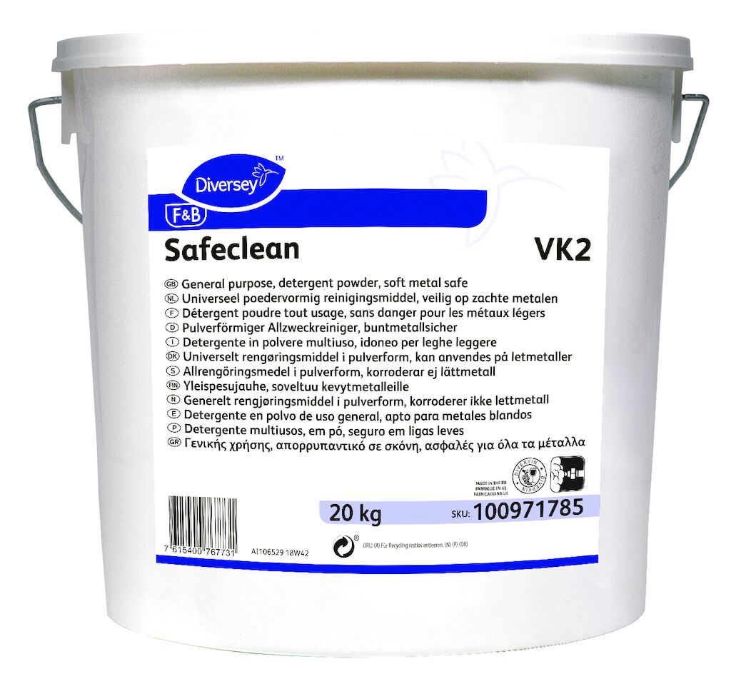 Safeclean VK2 20kg - Universeel poedervormig reinigingsmiddel, veilig op zachte metalen
