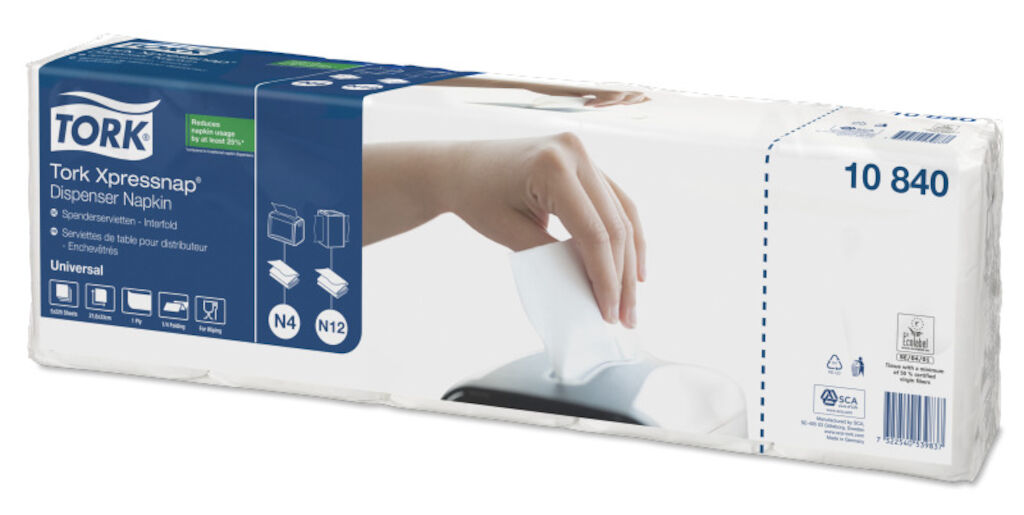 Tork Xpressnap® White Dispenser Napkin 8x1125pc - 21.3 x 33 cm - Bílý