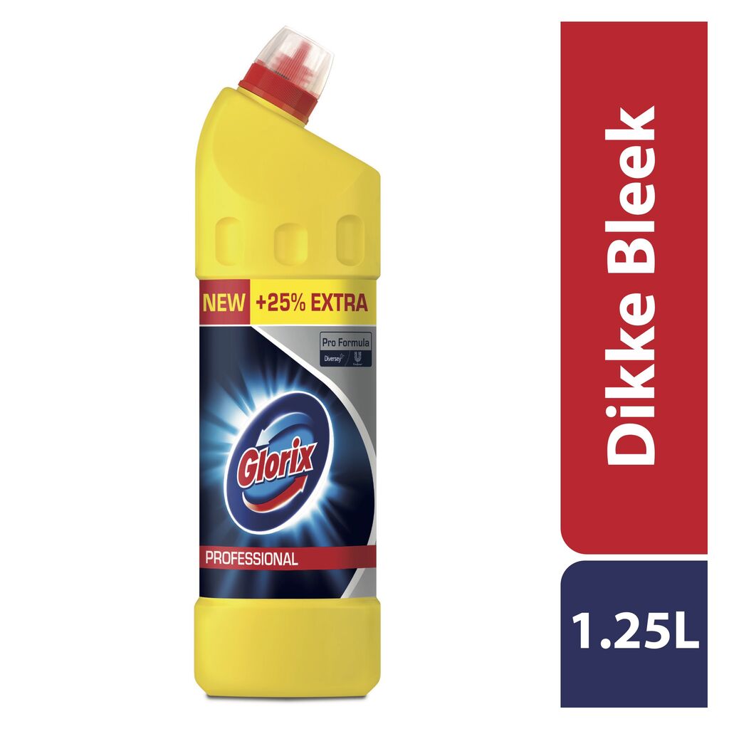 Glorix Pro Formula Toiletreiniger Dikke Bleek Original (met chloor) 12x1.25L - Dik bleekmiddel voor hygiënisch reinigen