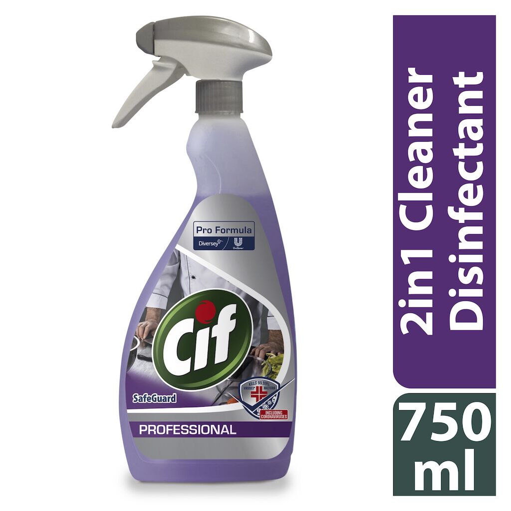 Cif Pro Formula Safeguard 2in1 Cleaner Disinfectant 6x0.75L - Combined cleaner disinfectant killing bacteria and enveloped viruses (incl. Coronaviruses)