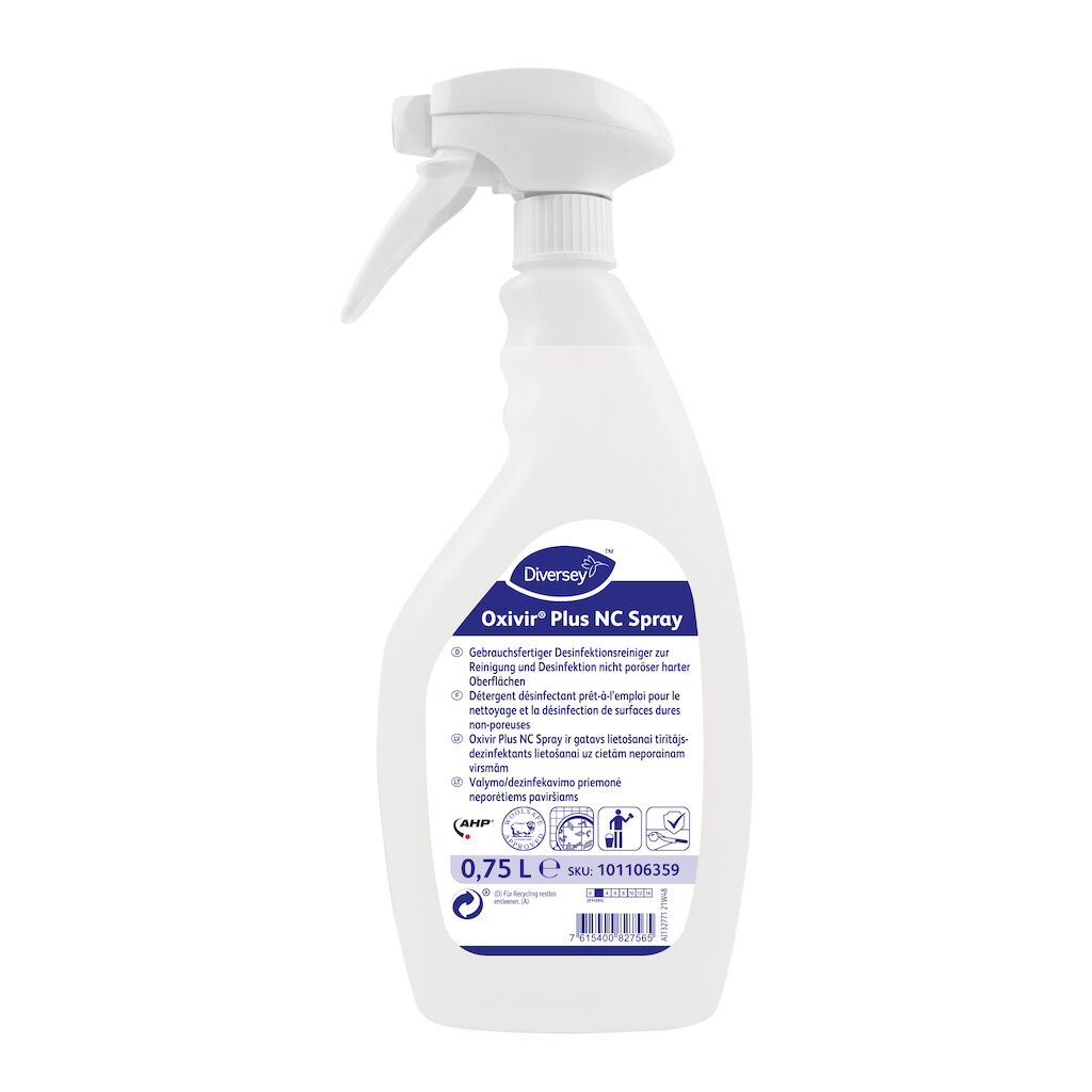 Oxivir Plus NC Spray 6x0.75L - Gebrauchsfertiger Desinfektionsreiniger zur Reinigung und Desinfektion nicht poröser, harter Oberﬂächen. Für Flächen mit und ohne Lebensmittelkontakt geeignet