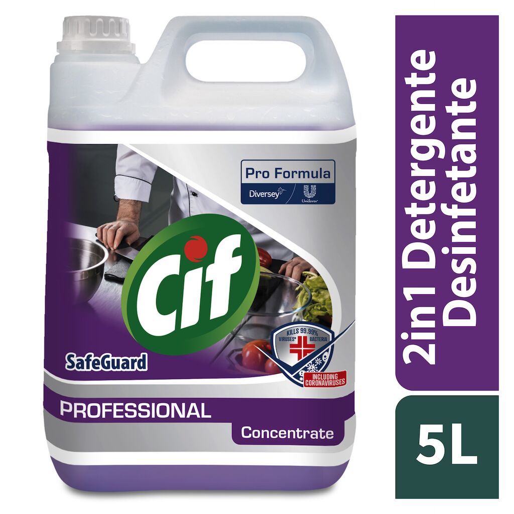 Cif Pro Formula Safeguard 2in1 Detergente Desinfetante 2x5L - Detergente desinfetante para cozinhas