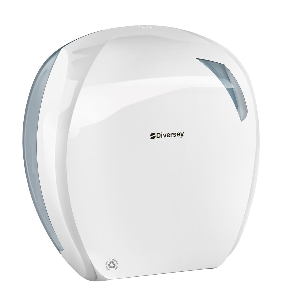 Mini Jumbo toiletpapierhouder Wit PCR 1st - voor alle locaties, nu gemaakt van PCR-materiaal