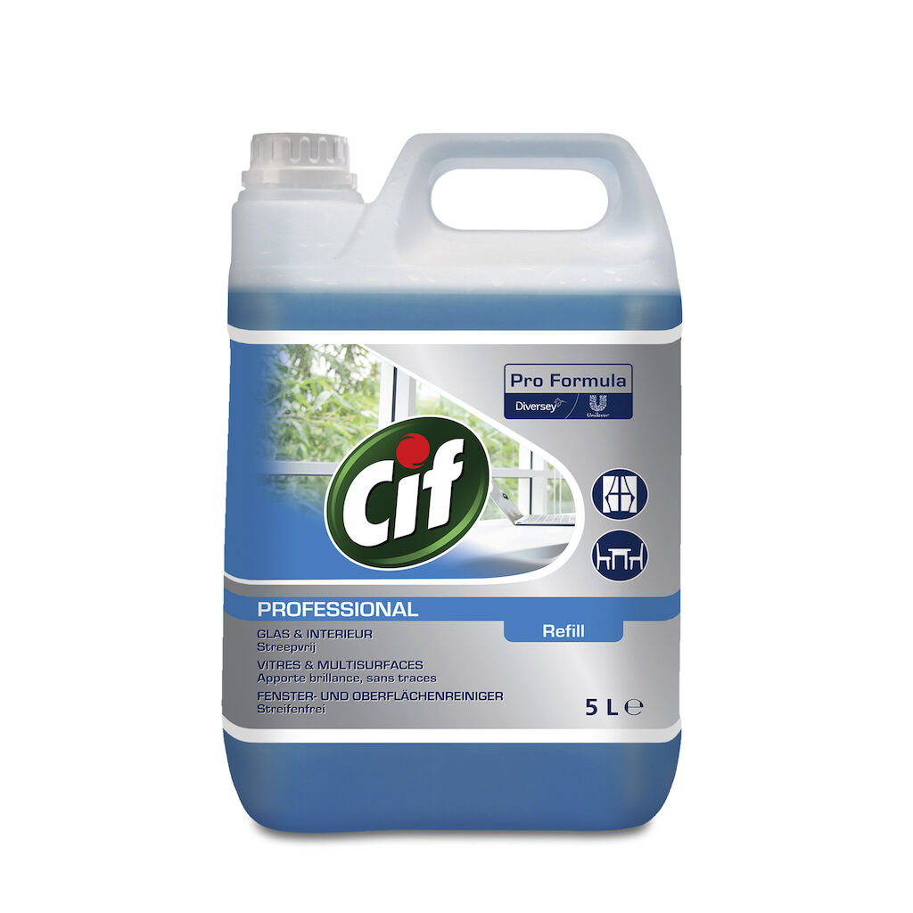 Cif Professional Nettoyant vitres et universel 2x5L - Nettoyant pour vitres, fenêtres et surfaces non poreuses