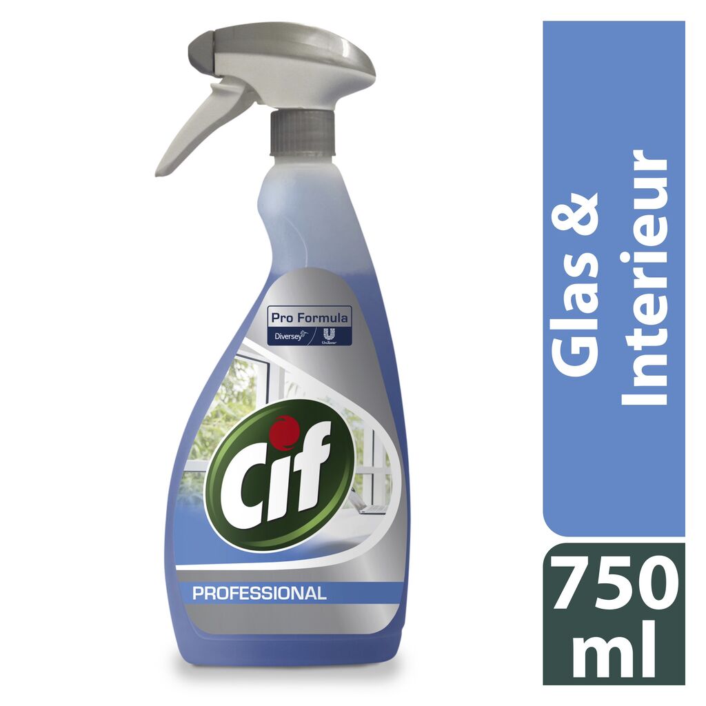Cif Pro Formula Glas & Interieur Reiniger 6x0.75L - Reiniger voor glas, ramen en niet-poreuze oppervlakken.