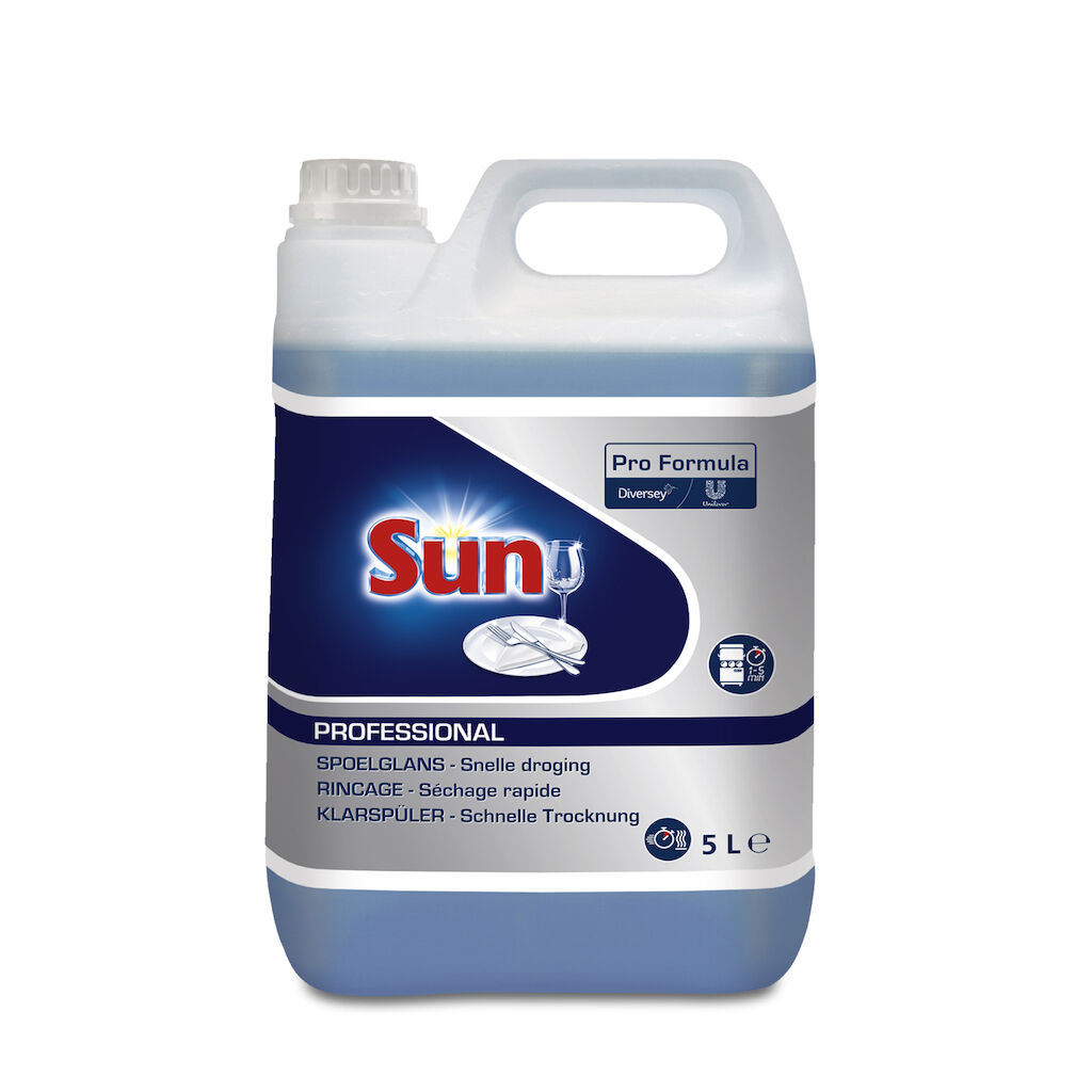 Sun Pro Formula Spoelglans 2x5L - Spoelglansmiddel, geschikt voor huishoudelijke afwasmachines.