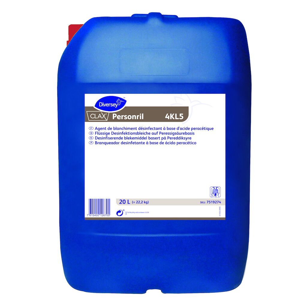 Clax Personril 4KL5 20L - Agent de blanchiment désinfectant avec acide peracétique efficace à des températures modérées