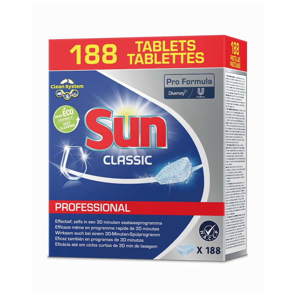 Sun Pro Formula Classic Tablets 4x188un. - Pastilhas clássicas para máquinas de lavar loiça, adequadas doseamento manual